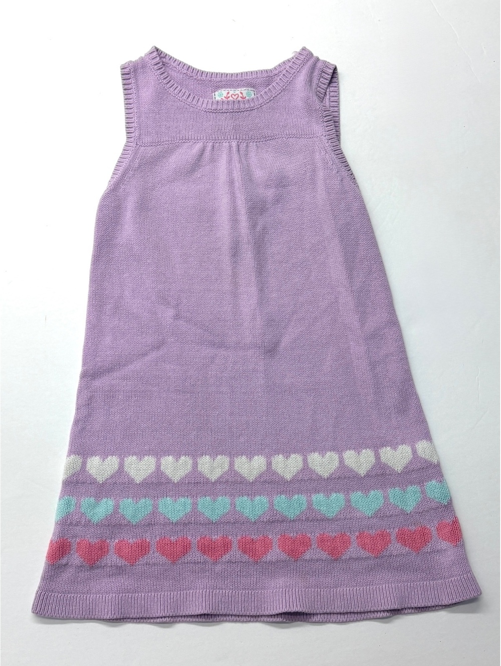 Vintage Y2K OshKosh B'gosh Toddler Purple Knit Dress Jumper Heart Pattern